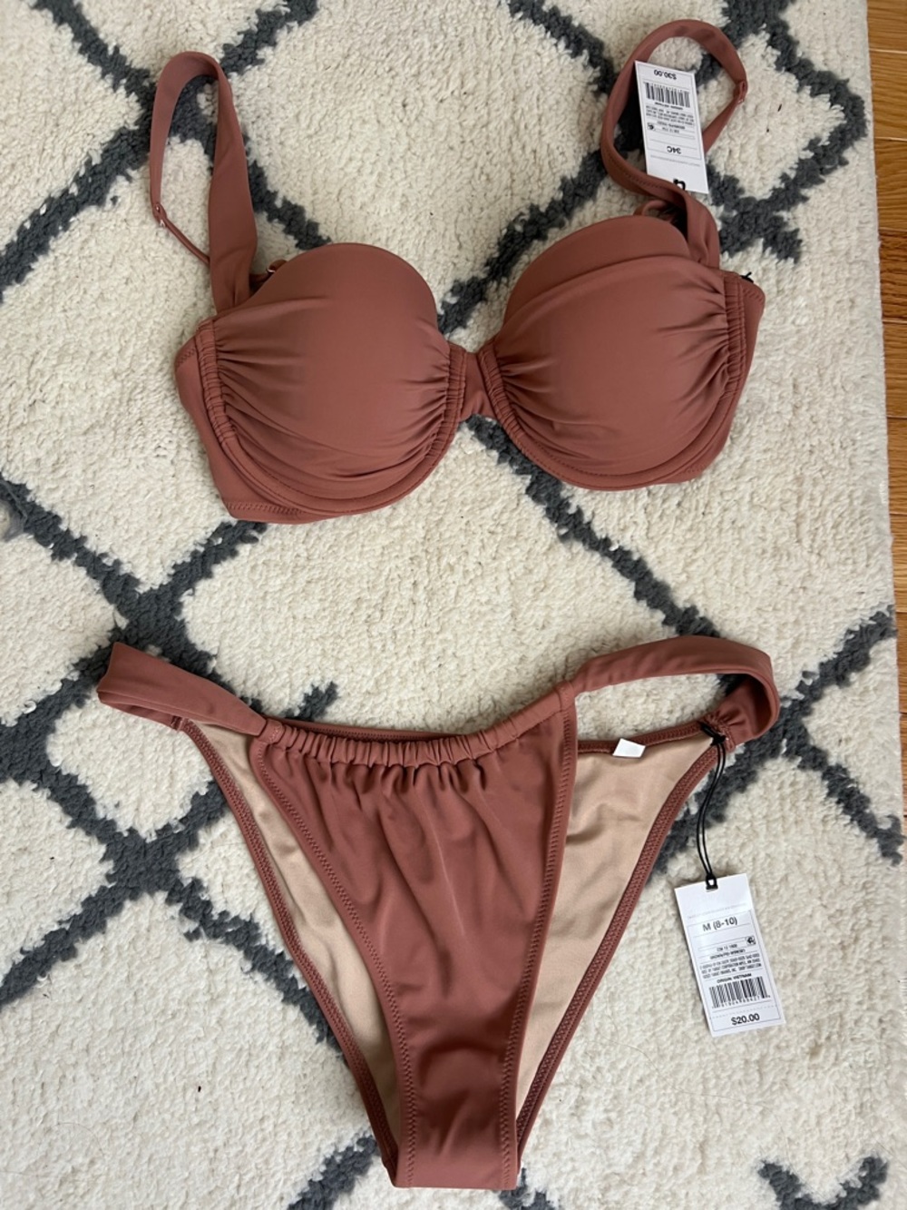 NWT: Women’s Molded Bikini Set in Rust Brown/Mauve